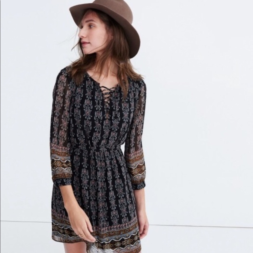EUC Madewell Lace-Up Dress in Burnished Floral